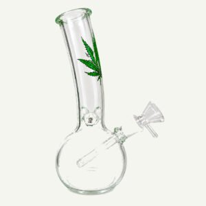Mini bong transparente con hoja – 15 cm